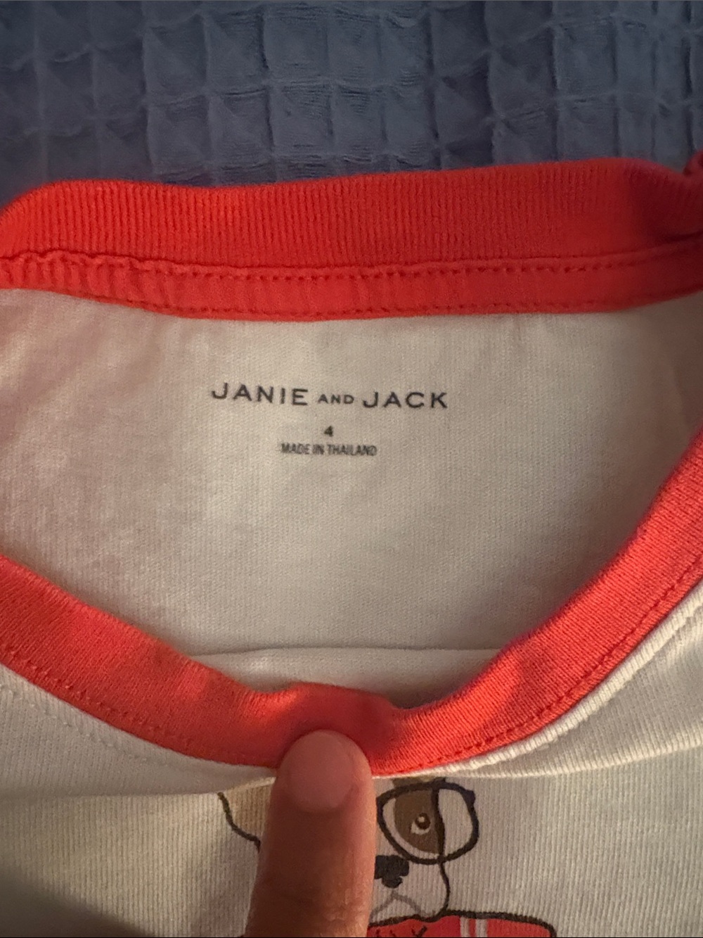 Janie & Jack Boys White Tee with Red Trim and Graphic Dog - Picture 3 of 3